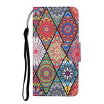 Samsung Galaxy S21 FE Patchwork Hülle mit Lanyard