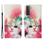 Samsung Galaxy S21 FE Hülle Katzengeschichten mit Lanyard