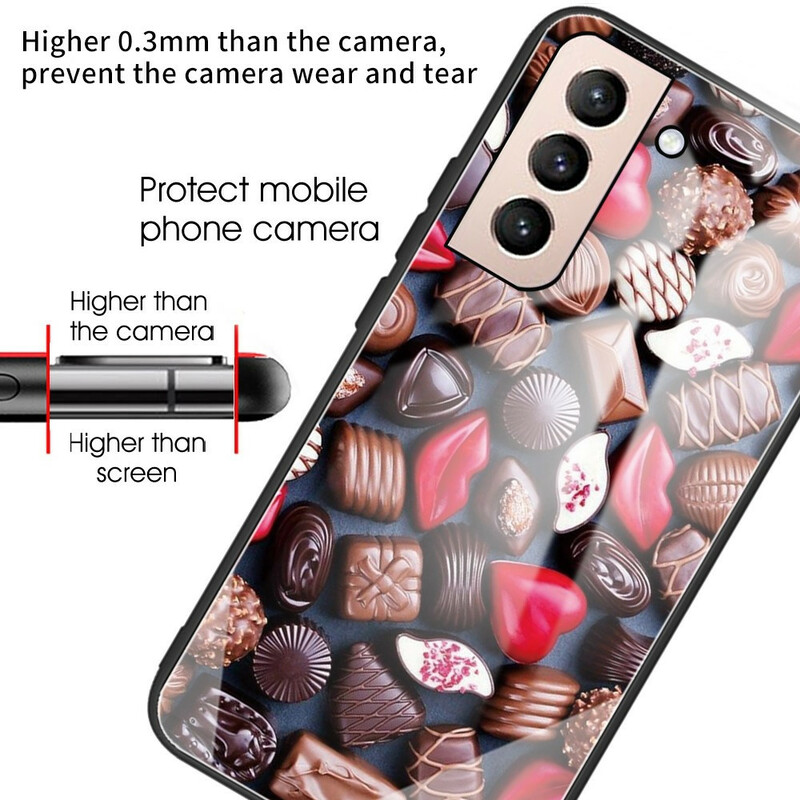 Samsung Galaxy S21 FE Hülle aus gehärtetem Glas Schokolade