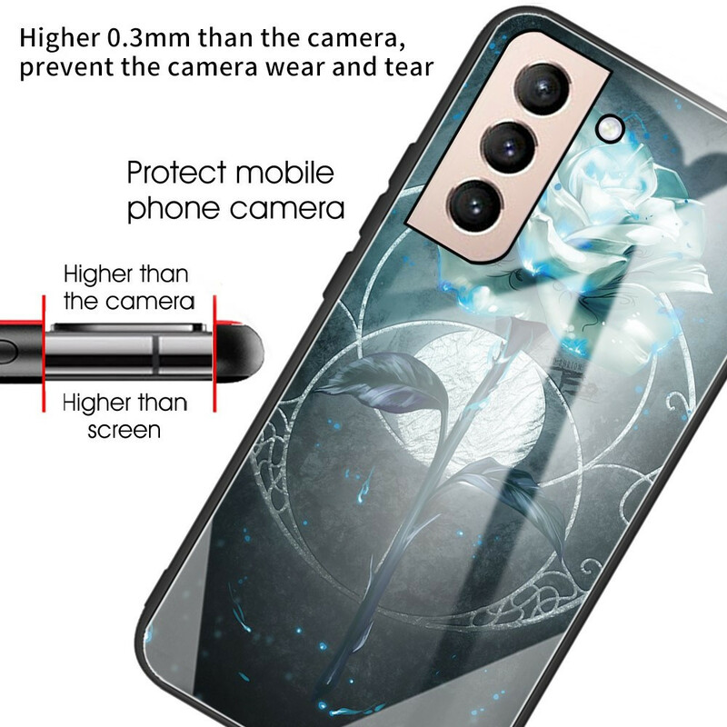 Samsung Galaxy S21 FE Hülle aus gehärtetem Glas Rosa Grün