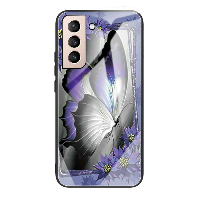 Samsung Galaxy S21 FE Schutzhülle aus gehärtetem Glas Schmetterling Violett