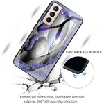 Samsung Galaxy S21 FE Schutzhülle aus gehärtetem Glas Schmetterling Violett