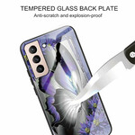 Samsung Galaxy S21 FE Hülle aus gehärtetem Glas Schmetterling Violett
