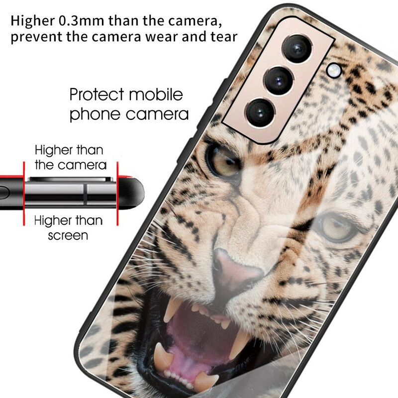 Samsung Galaxy S21 FE Hülle aus gehärtetem Glas Leopard