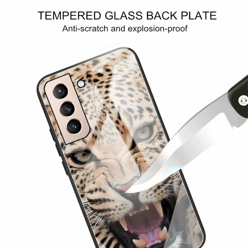 Samsung Galaxy S21 FE Hülle aus gehärtetem Glas Leopard
