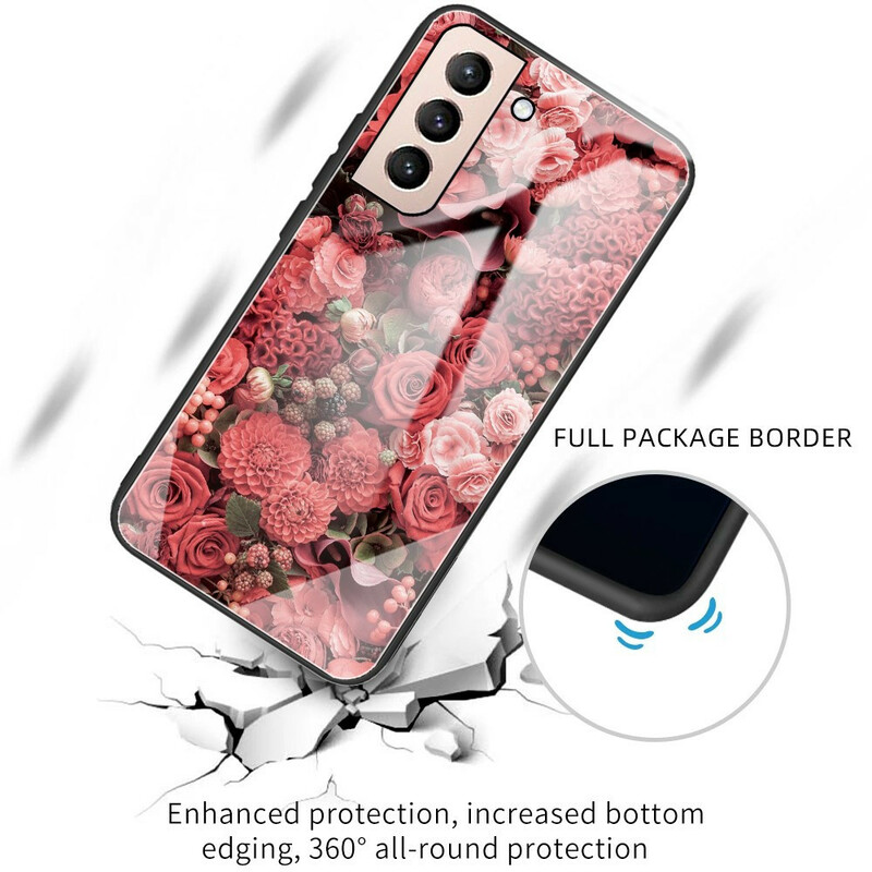 Samsung Galaxy S21 FE Cover Gehärtetes Glas Blumen Rosen
