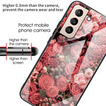 Samsung Galaxy S21 FE Cover Gehärtetes Glas Blumen Rosen