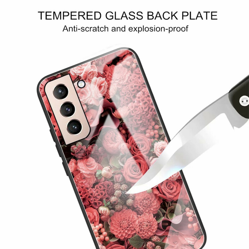 Samsung Galaxy S21 FE Cover Gehärtetes Glas Blumen Rosen