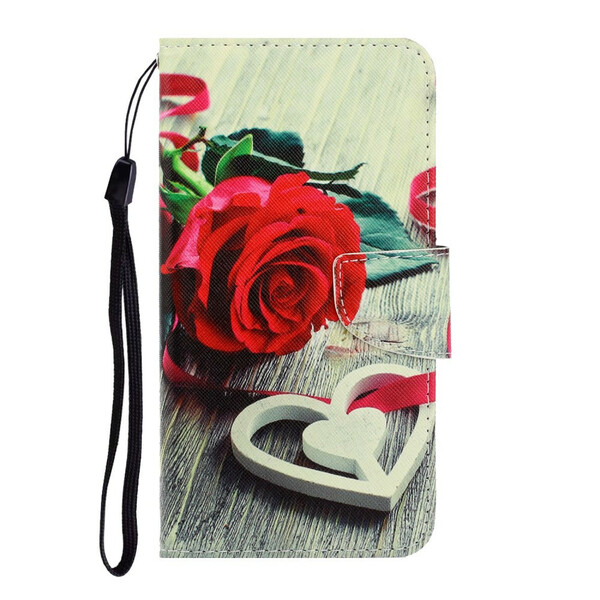 Samsung Galaxy S21 FE Tasche Romantische Rose mit Riemen