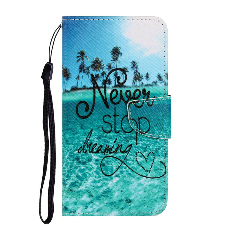 Samsung Galaxy S21 FE Never Stop Dreaming Marine Tasche mit Riemen