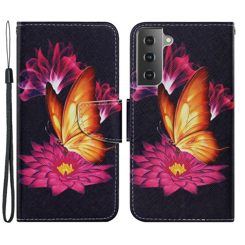 Samsung Galaxy S21 FE Hülle Schmetterling und Lotus