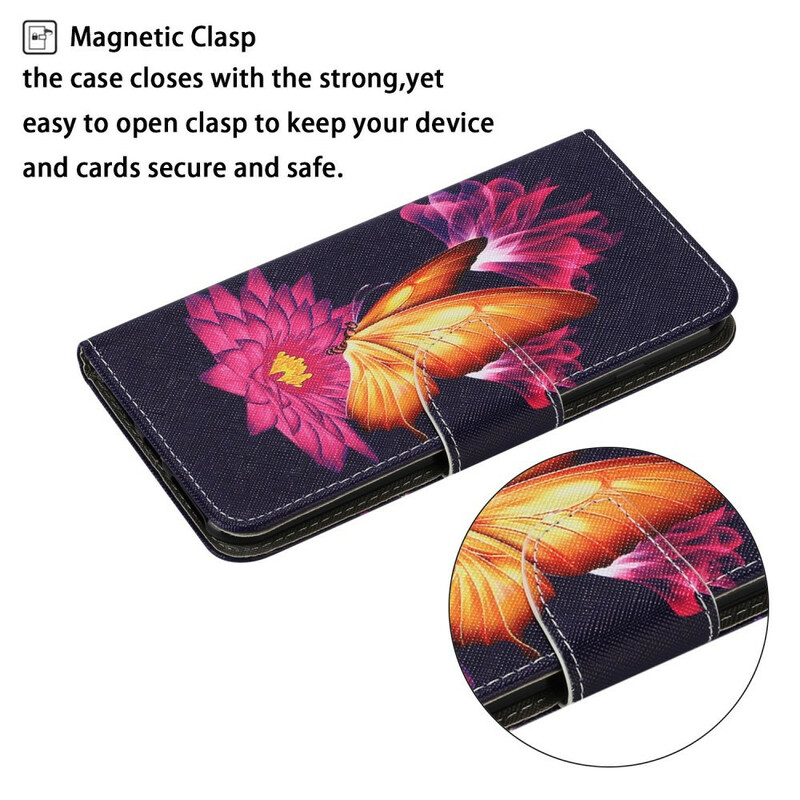 Samsung Galaxy S21 FE Hülle Schmetterling und Lotus