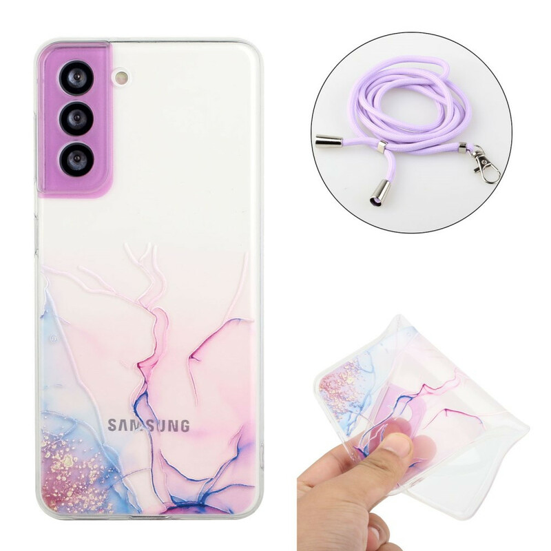 Samsung Galaxy S21 FE Hülle mit Kordel Marmor