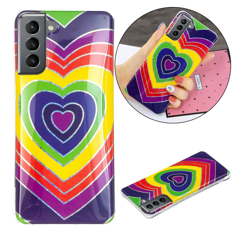 Samsung Galaxy S21 FE Cover Psychedelisches Herz