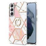 Samsung Galaxy S21 FE Cover Geometrischer Marmor mit Ring-Halterung