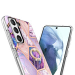 Samsung Galaxy S21 FE Cover Geometrischer Marmor mit Ring-Halterung
