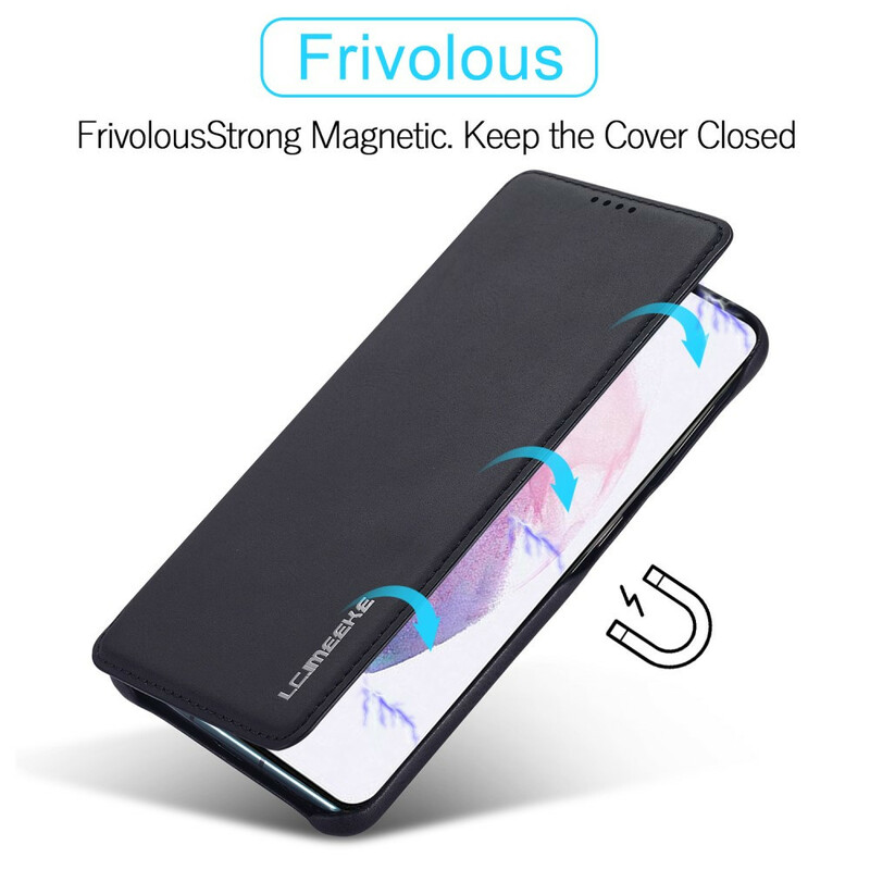 Flip Cover Samsung Galaxy S21 FE LC.IMEEKE Ledereffekt