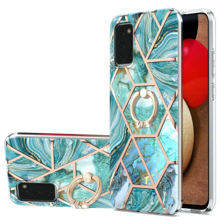 Samsung Galaxy A02s Marmor Geometric Cover mit Ring-Halterung