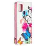 Flip Cover Samsung Galaxy A21s Bunte Schmetterlinge
