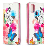 Flip Cover Samsung Galaxy A21s Bunte Schmetterlinge