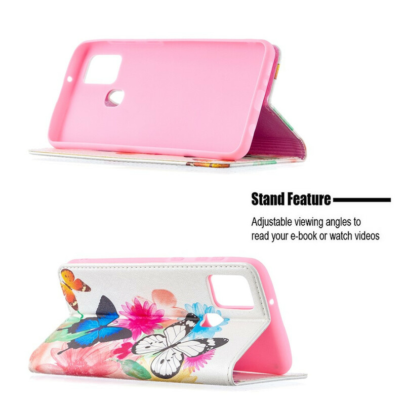 Flip Cover Samsung Galaxy A21s Bunte Schmetterlinge