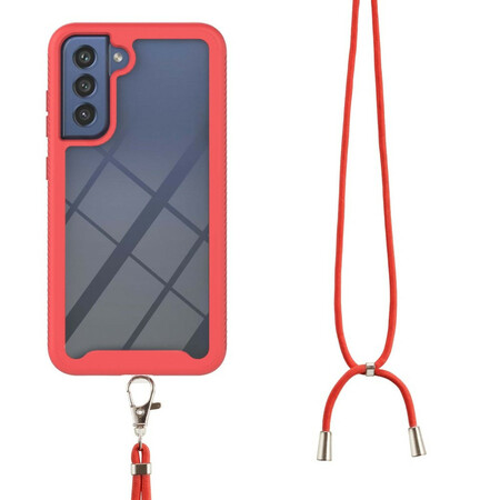 Samsung Galaxy S21 FE Hybrid Cover mit Kordel und farbigem Rand