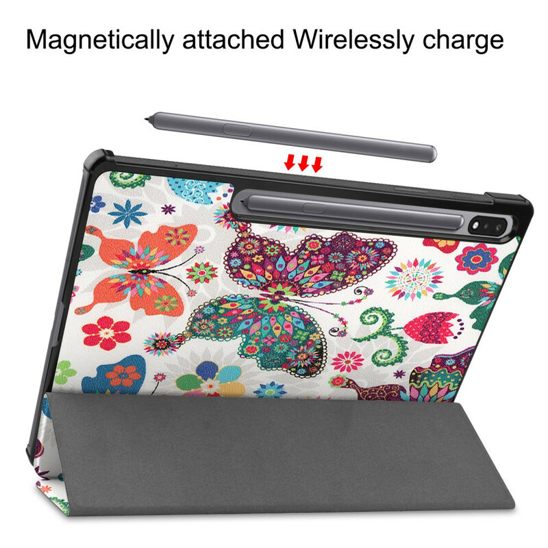 Smart Case Samsung Galaxy Tab S7 FE Stifthalter Vintage-Blumen
