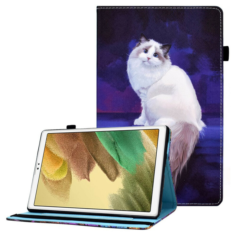 Samsung Galaxy Tab A7 Lite Tasche Katze Weiß