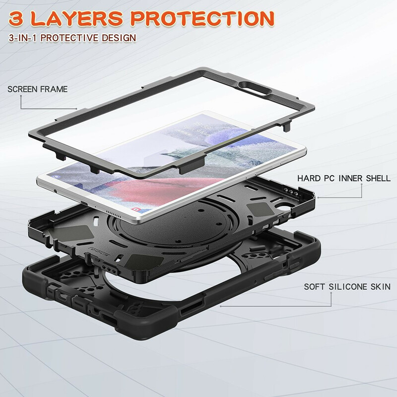 Samsung Galaxy Tab A7 Lite Cover Ultra Widerstandsfähig Ring-Drehhalter