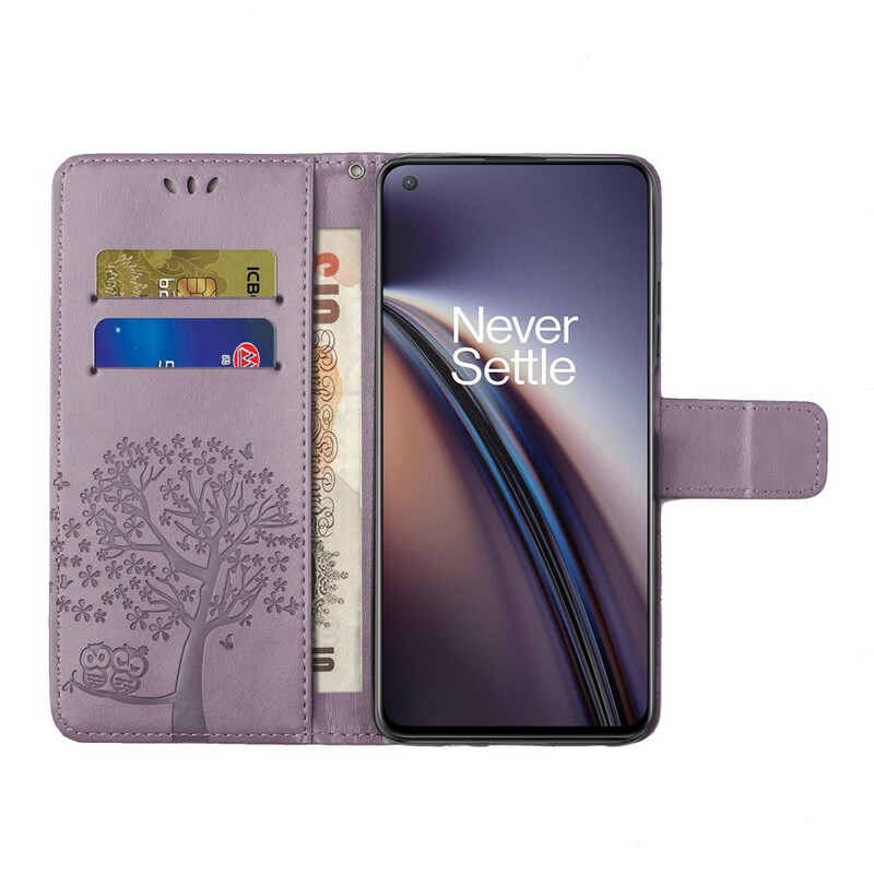 OnePlus Nord CE 5G Hülle Baum und Eulen mit Riemen