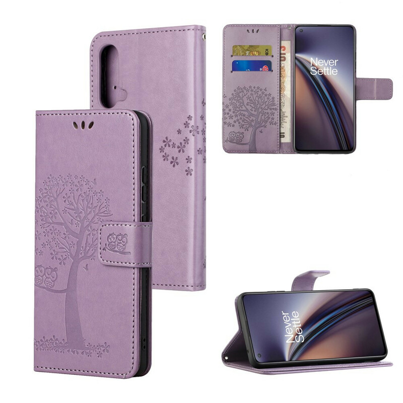 OnePlus Nord CE 5G Hülle Baum und Eulen mit Riemen