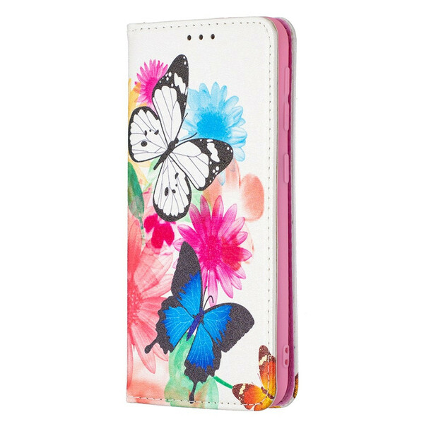 Flip Cover Samsung Galaxy A20e Bunte Schmetterlinge