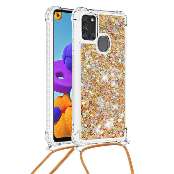 Samsung Galaxy A21s Glitter Cover mit Kordel