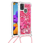 Samsung Galaxy A21s Glitter Cover mit Kordel