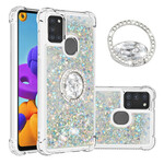 Samsung Galaxy A21s Glitter Cover mit Ringhalter
