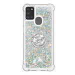 Samsung Galaxy A21s Glitter Cover mit Ringhalter