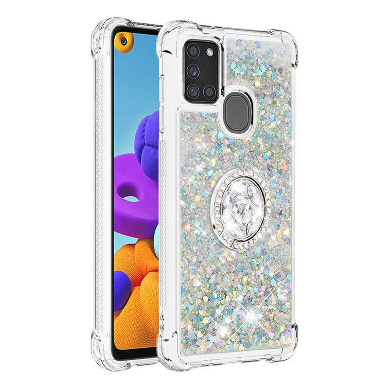 Samsung Galaxy A21s Glitter Cover mit Ringhalter