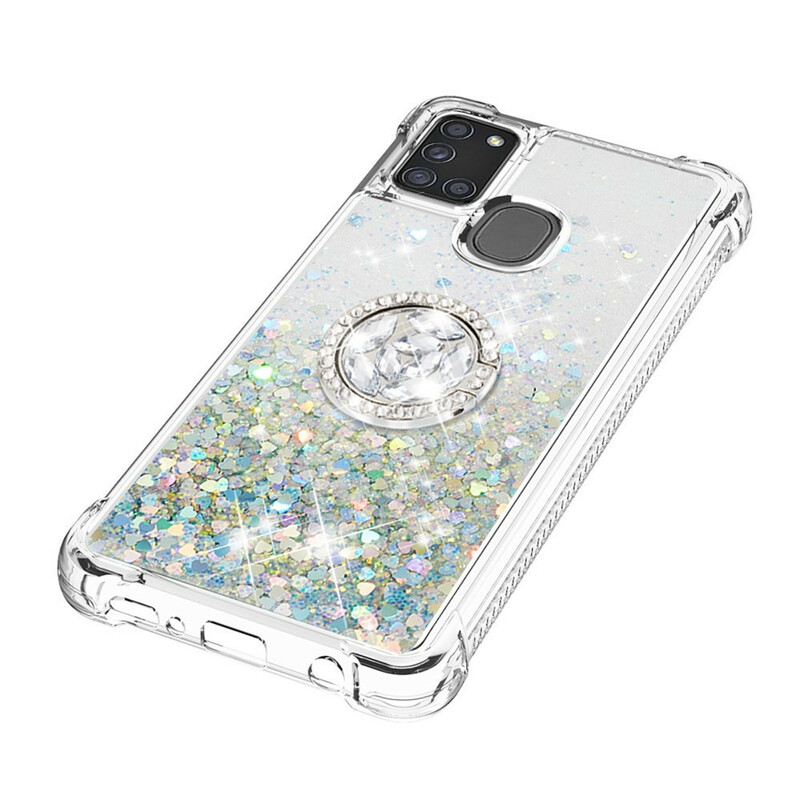 Samsung Galaxy A21s Glitter Cover mit Ringhalter