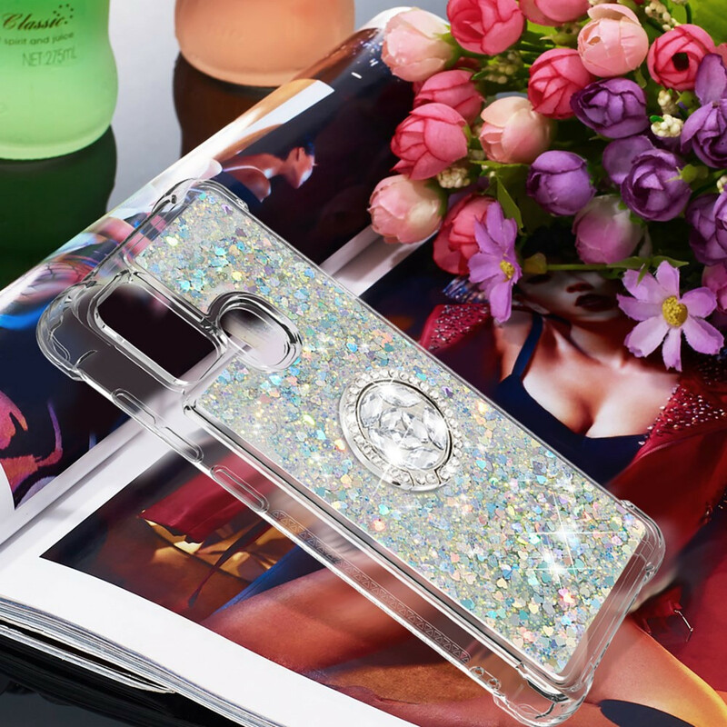 Samsung Galaxy A21s Glitter Cover mit Ringhalter