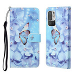 Xiaomi Redmi Note 10 5G / Poco M3 Pro 5G Hülle Schmetterlinge mit Riemen