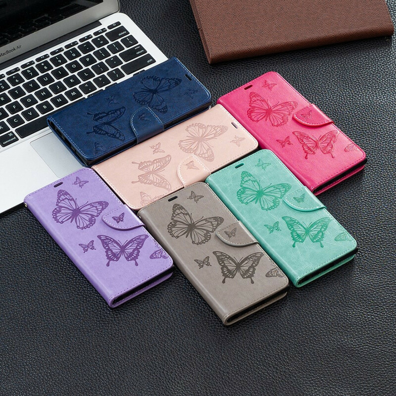 Xiaomi Redmi Note 10 5G / Poco M3 Pro 5G Tasche Bedruckte Schmetterlinge mit Riemen