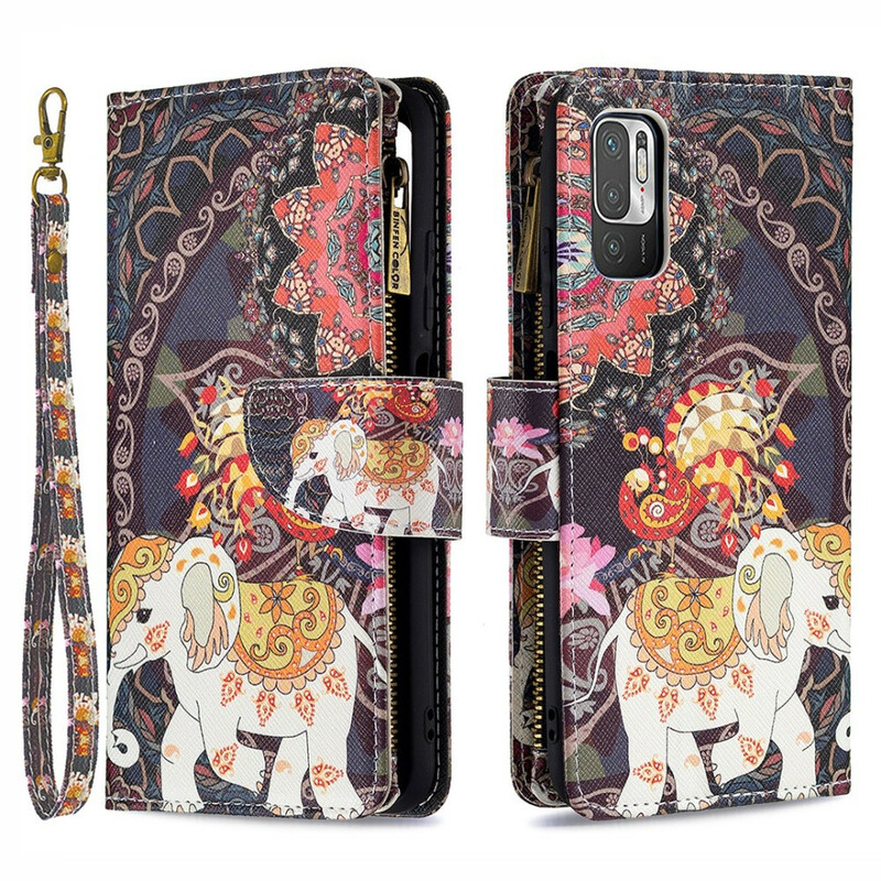 Xiaomi Redmi Note 10 5G / Poco M3 Pro 5G Tasche mit Reißverschluss Elefant
