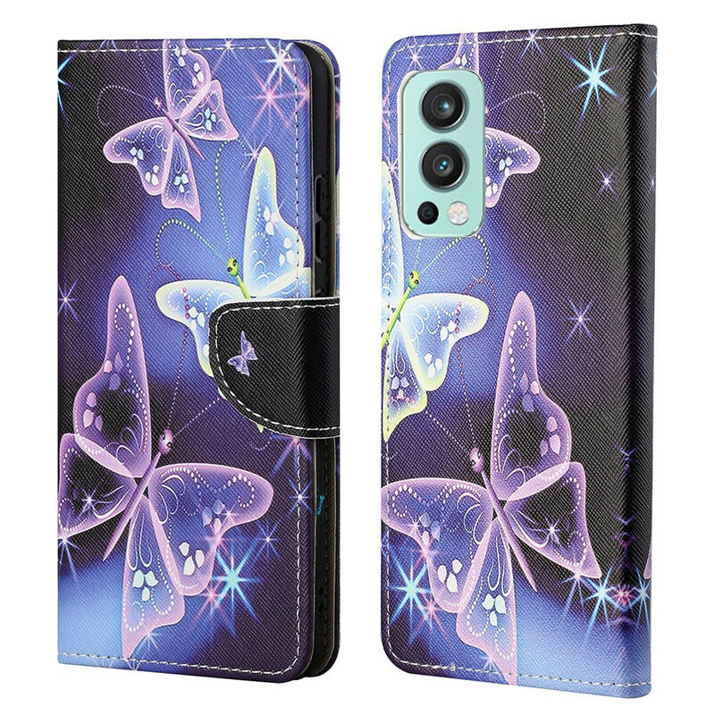 Hülle OnePlus Nord 2 5G Neon Schmetterlinge