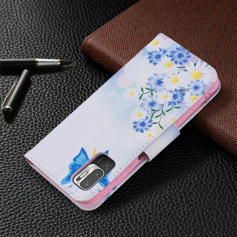 Xiaomi Redmi Note 10 5G / Poco M3 Pro 5G Hülle Schmetterlinge und Blumen