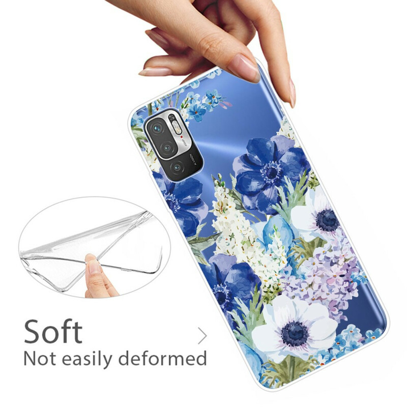 Xiaomi Redmi Note 10 5G / Poco M3 Pro 5G Cover Blaue Blumen Aquarell