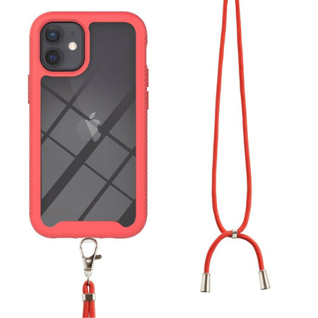 iPhone 12 Mini Hybrid Cover mit Kordel und farbigem Rand