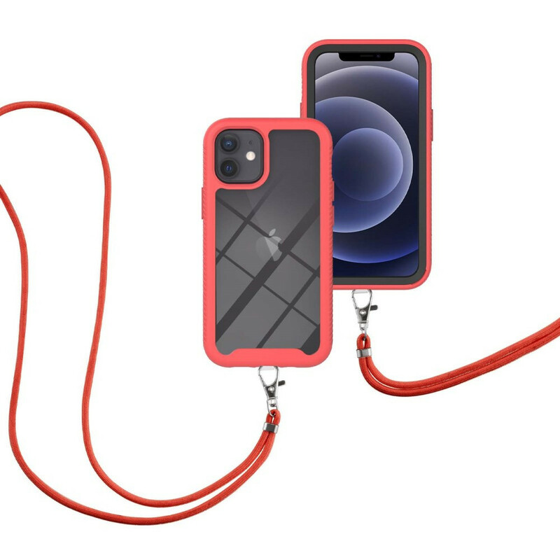 iPhone 12 Mini Hybrid Cover mit Kordel und farbigem Rand
