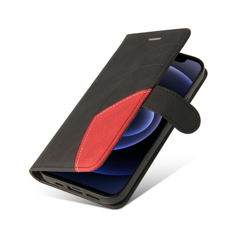 Hülle iPhone 12 Mini Kunstleder Zweifarbig Design