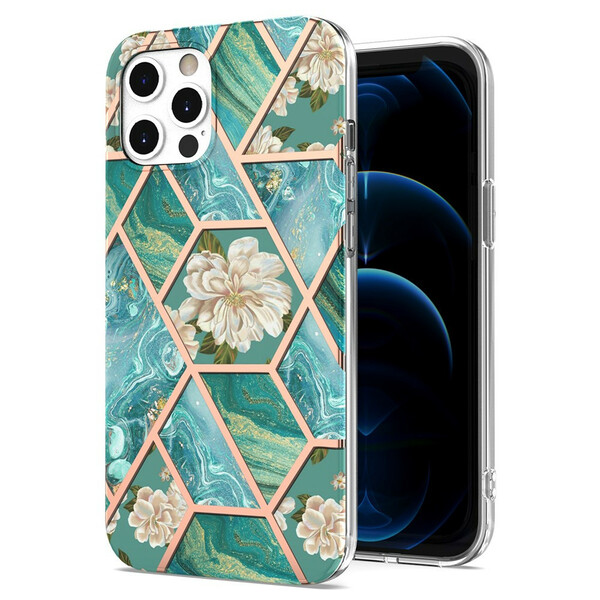 iPhone Cover 12 / 12 Pro Marmoriert Blumen