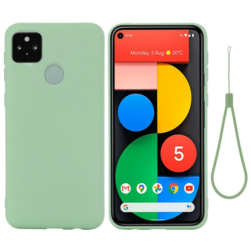 Google Pixel 5A 5G Liquides Silikon Cover Mit Lanyard